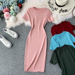 Knitting is tight skirt render package hip long dress one pace