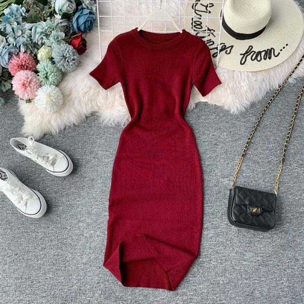Knitting is tight skirt render package hip long dress one pace - Image 3