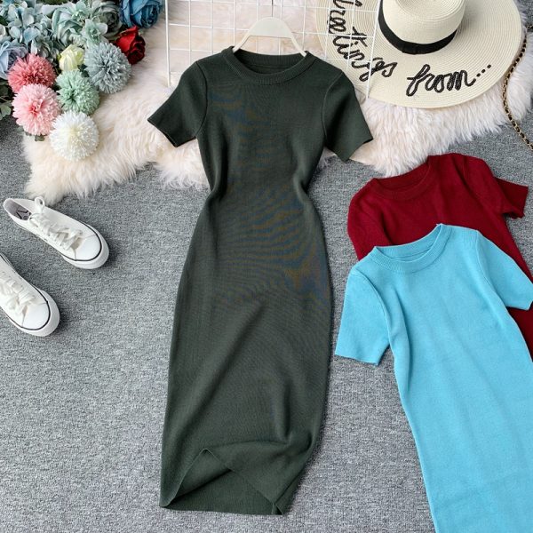 Knitting is tight skirt render package hip long dress one pace - Image 5