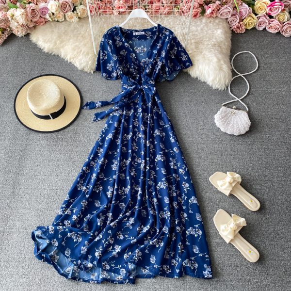 New goddess temperament van gentle wind system with closed posed long waist broken flower skirt - Image 2