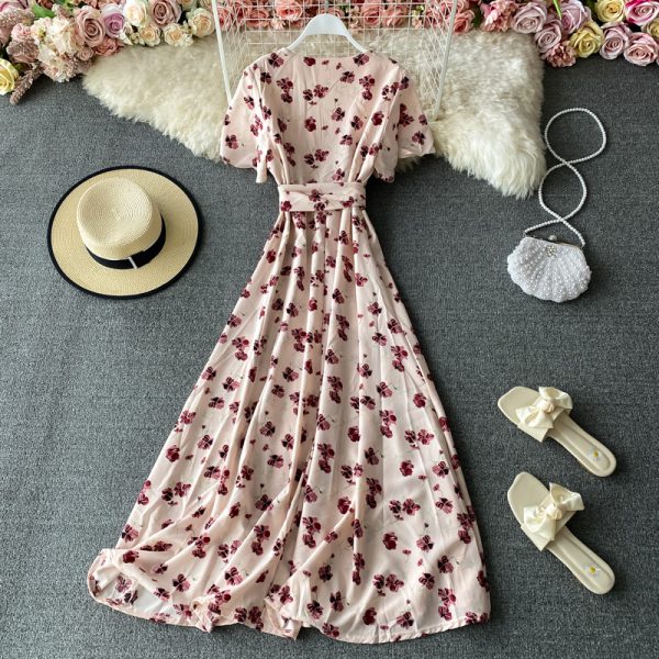 New goddess temperament van gentle wind system with closed posed long waist broken flower skirt - Image 3