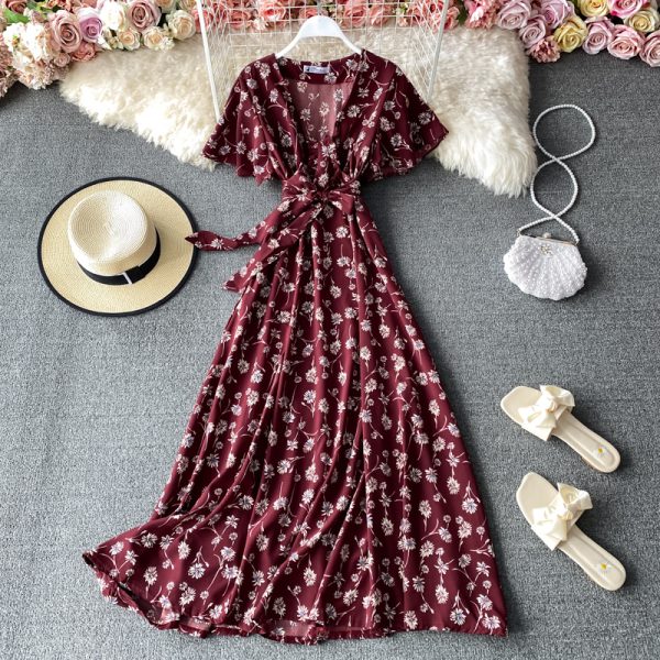 New goddess temperament van gentle wind system with closed posed long waist broken flower skirt - Image 4