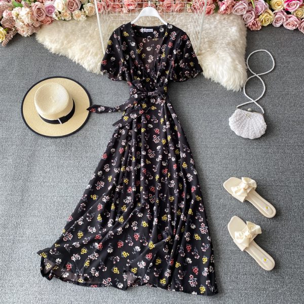 New goddess temperament van gentle wind system with closed posed long waist broken flower skirt - Image 5