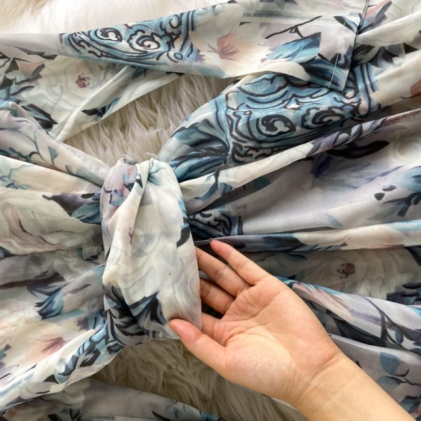 Holiday wind round collar dress fashion temperament hubble-bubble sleeve show thin printed big long skirt - Image 5