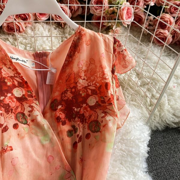 Tall waist chiffon dress fashion of tall waist fishtail package hip long skirt dress - Image 4