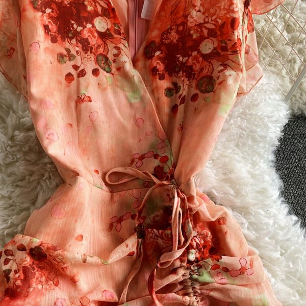 Tall waist chiffon dress fashion of tall waist fishtail package hip long skirt dress - Image 5
