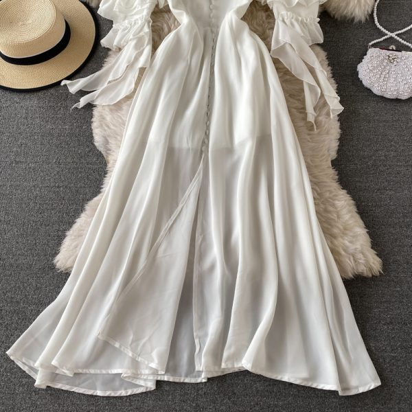 Condole belt dress strapless backless cultivate one’s morality show thin big dress with short sleeves - Image 4