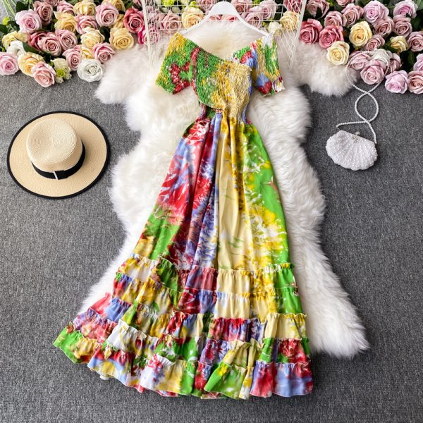 A word shoulder to shoulder gown posed dress show thin waist temperament - Image 3