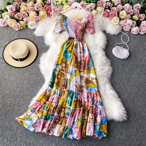 A word shoulder to shoulder gown posed dress show thin waist temperament - Image 5
