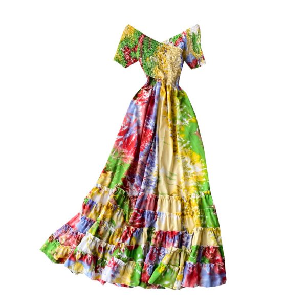 A word shoulder to shoulder gown posed dress show thin waist temperament - Image 6