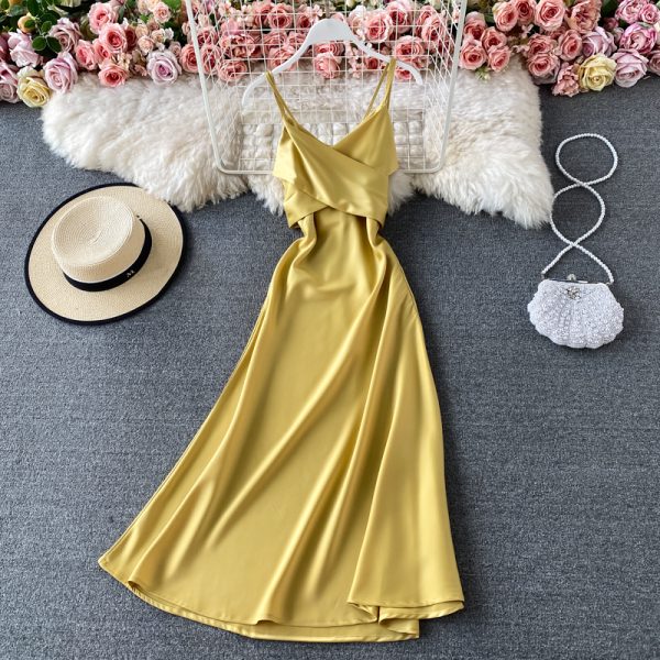 Elegant temperament show thin posed v-neck backless condole socialite dress party hosted summer dress - Image 3