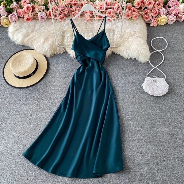 Elegant temperament show thin posed v-neck backless condole socialite dress party hosted summer dress - Image 4