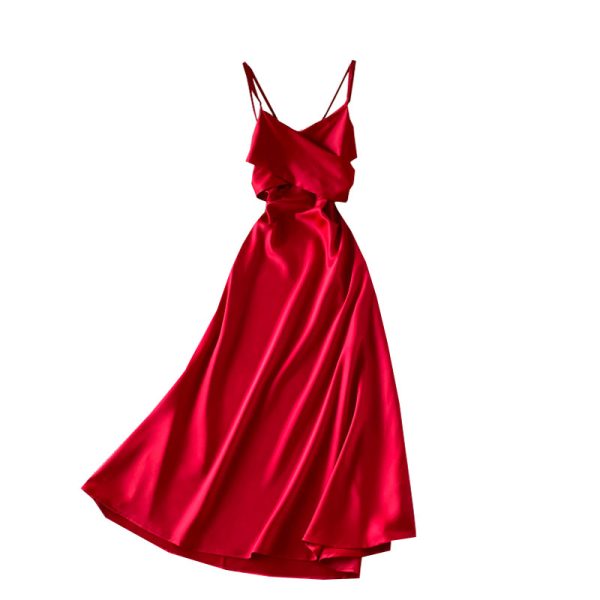 Elegant temperament show thin posed v-neck backless condole socialite dress party hosted summer dress - Image 6
