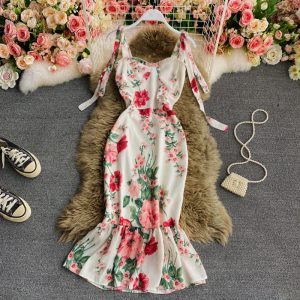 First love skirt to show thin sen is condole belt dress accept waist high printing fishtail skirt