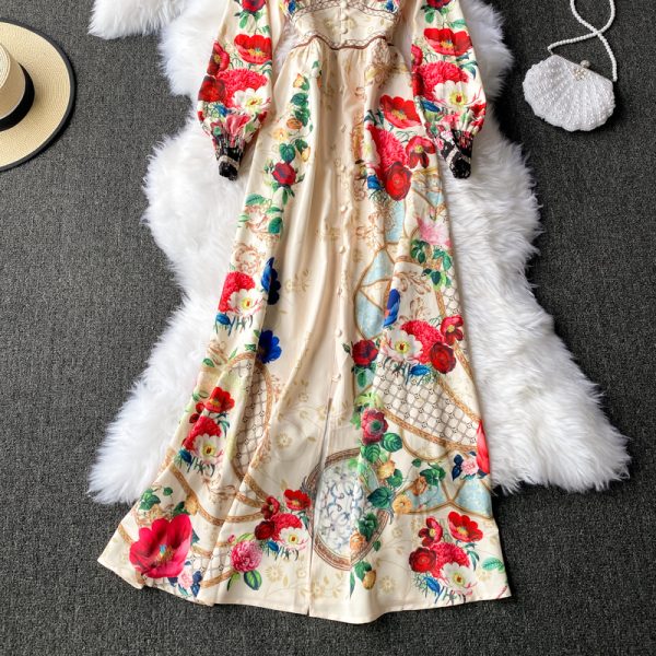 V-neck dress fashion temperament show thin waist, receive a word skirt is a fairy large pendulum dress - Image 5