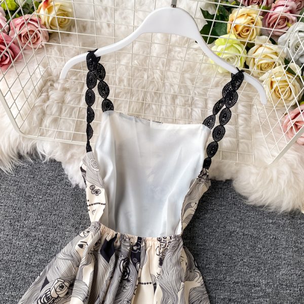 Printing condole belt dress summer long beach resort full-skirted dress skirt waist show thin beach dress - Image 5