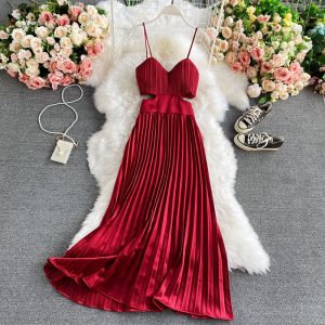 Summer new temperament socialite high-end skirt pleated condole fashionable dress