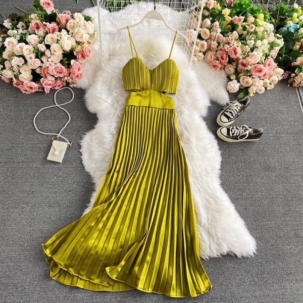Summer new temperament socialite high-end skirt pleated condole fashionable dress - Image 3
