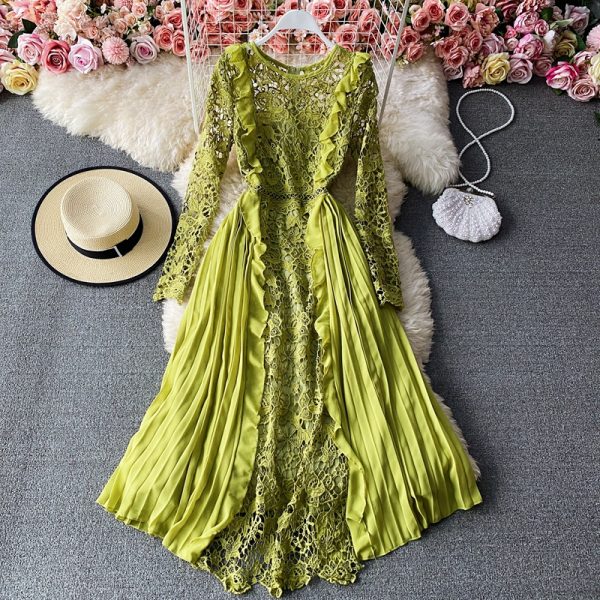 French girl gentle wind long skirt chic fairy fairy sweet lace stitching chiffon skirt pleated dress - Image 4