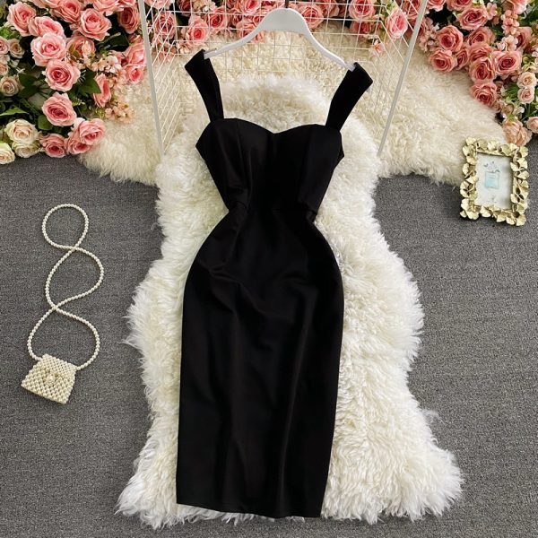 Summer new high temperament backless waist thin split super condole belt strapless dresses with fashion dress