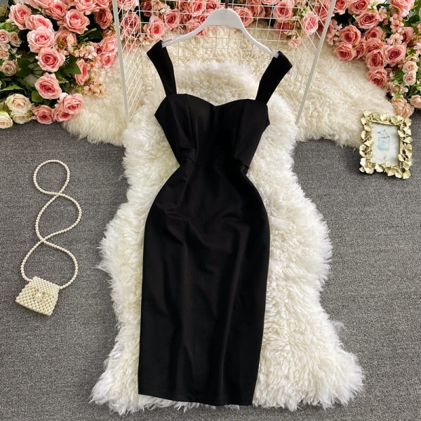 Summer new high temperament backless waist thin split super condole belt strapless dresses with fashion dress - Image 3