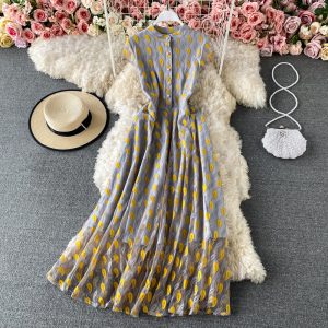In the new elegant summer dress lace long tall waist skirt collect waist dress in female