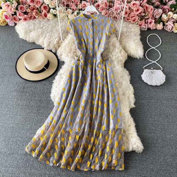 In the new elegant summer dress lace long tall waist skirt collect waist dress in female