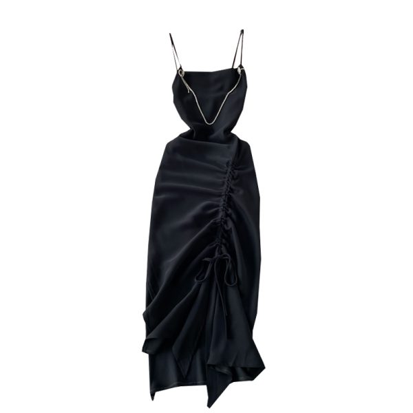 Fashion sexy annual open fork cultivate one’s morality show thin dress summer backless smoked rope sling women dress - Image 6