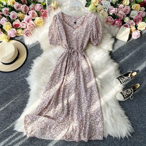 The new summer V is gotten in the floral fairy fairy oversized pendulum show thin chiffon long dress color skirt
