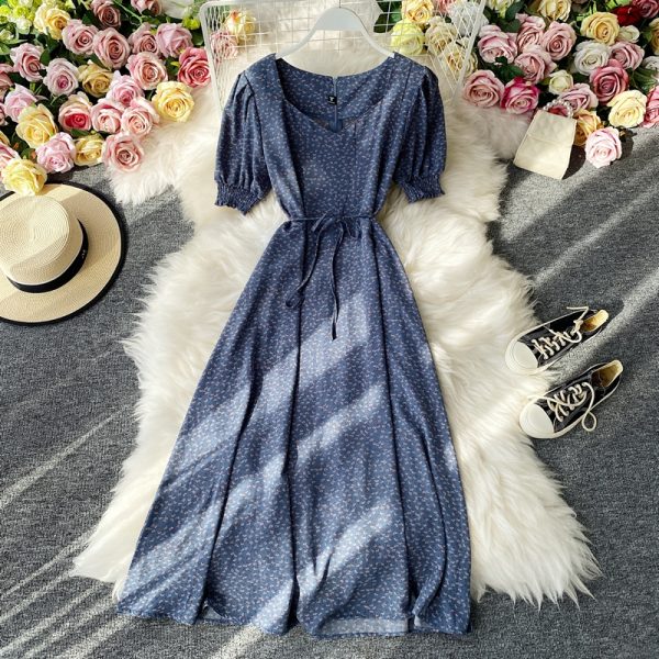The new summer V is gotten in the floral fairy fairy oversized pendulum show thin chiffon long dress color skirt - Image 3