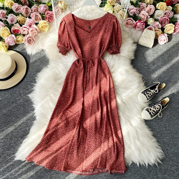 The new summer V is gotten in the floral fairy fairy oversized pendulum show thin chiffon long dress color skirt - Image 5