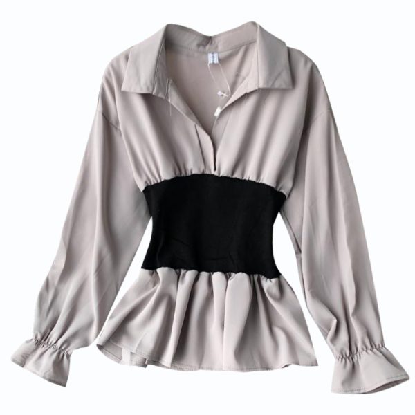 In the autumn of the new v-neck shirt joker temperament show thin waist western style jacket long sleeve - Image 6