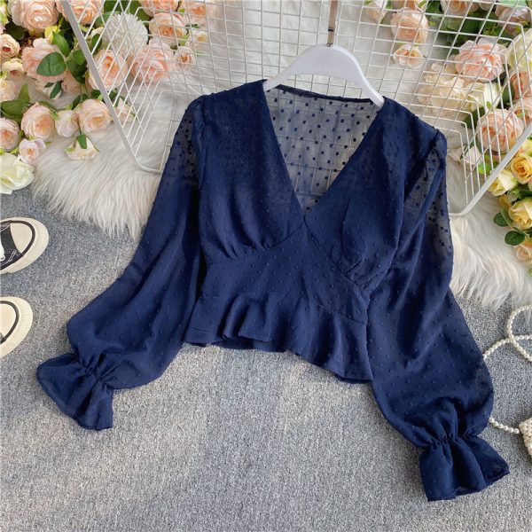Falbala long-sleeved chiffon unlined upper garment restoring ancient ways of tall waist brief paragraph coat female - Image 4
