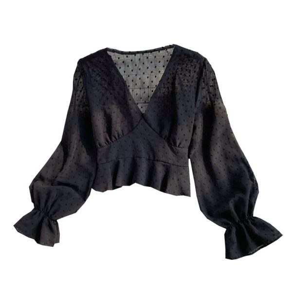 Falbala long-sleeved chiffon unlined upper garment restoring ancient ways of tall waist brief paragraph coat female - Image 6