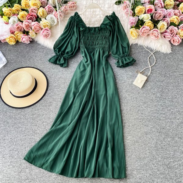 Collect waist party brought summer dress female hubble-bubble sleeve fairy long skirt