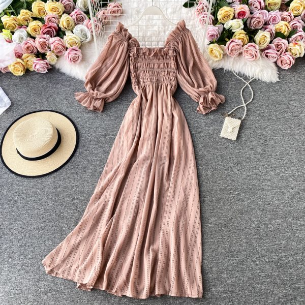 Collect waist party brought summer dress female hubble-bubble sleeve fairy long skirt - Image 3