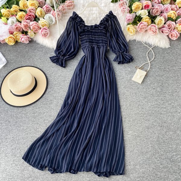 Collect waist party brought summer dress female hubble-bubble sleeve fairy long skirt - Image 4