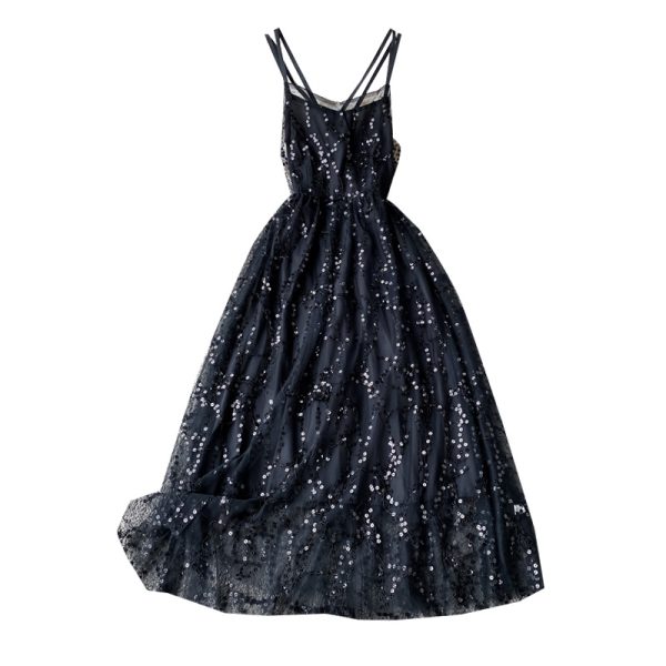 Wine red strap dress wave point beach dress backless cultivate one’s morality super fairy posed dress seaside resort - Image 6