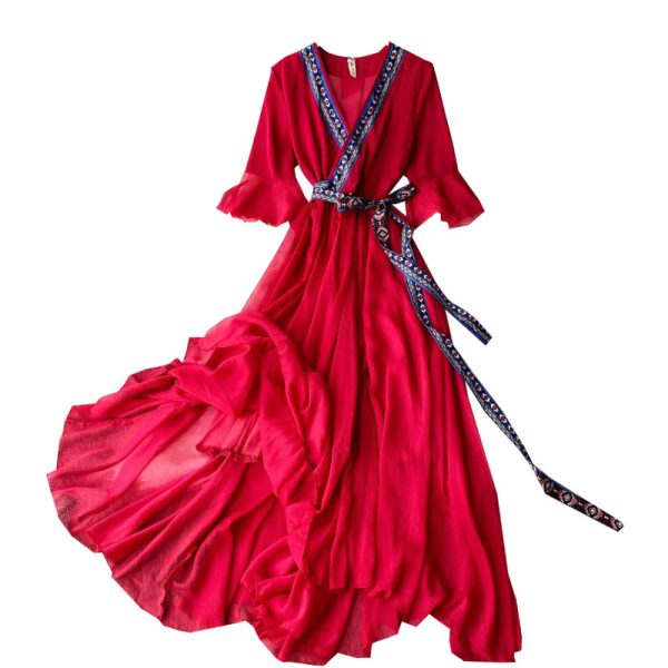 Restoring ancient ways of tall waist full-skirted dress desert tourism photo long skirt Bohemian ultra elegant seaside on dress - Image 6