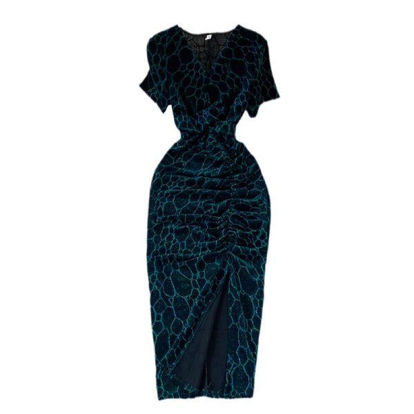 Temperamental woman dress summer new socialite v-neck cultivate one’s morality show thin package hip split long skirt - Image 6