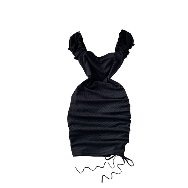 Tall waist square collar dress summer brim draw string cultivate one’s morality show thin package buttocks short skirts - Image 6