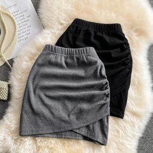 Solid Color Temperament Irregular Skirt Summer New High Waist Slim Slimming A- line Sheath Skirt Short Skirt