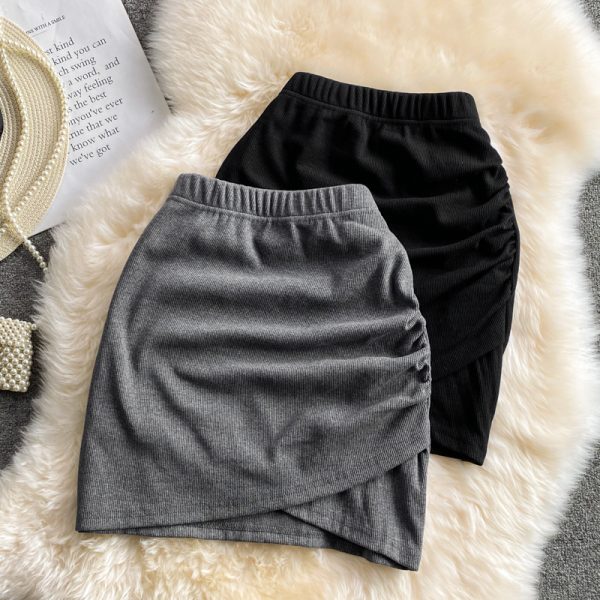 Solid Color Temperament Irregular Skirt Summer New High Waist Slim Slimming A- line Sheath Skirt Short Skirt