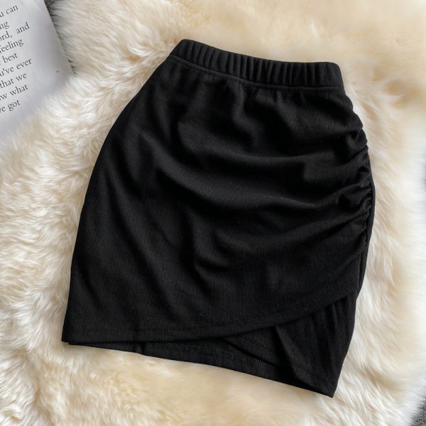Solid Color Temperament Irregular Skirt Summer New High Waist Slim Slimming A- line Sheath Skirt Short Skirt - Image 3