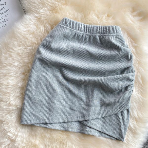 Solid Color Temperament Irregular Skirt Summer New High Waist Slim Slimming A- line Sheath Skirt Short Skirt - Image 4