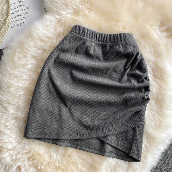 Solid Color Temperament Irregular Skirt Summer New High Waist Slim Slimming A- line Sheath Skirt Short Skirt - Image 5