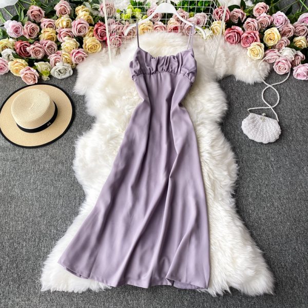 Korean Style New Girly Temperamental Base Inspirational Backless Strap Dress French Retro Tube Top Dress Goddess Temperament - Image 3