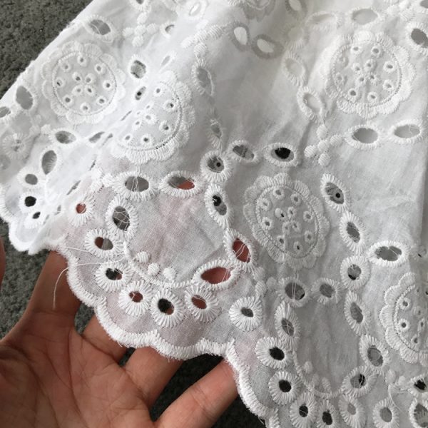 off-Shoulder Cotton Embroidered Backless Lace-up Tube Top High Waist Solid Color Dress Short Sleeve Holiday Dress with Chest Pad - Image 4