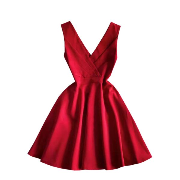Evening Dress New Elegant Slimming Small V-neck Dress Sleeveless Socialite Dress Host Short Dress - Image 6