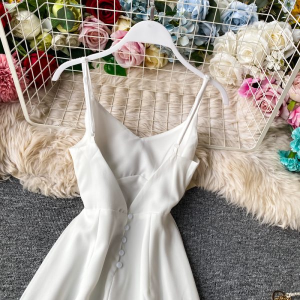 New French Style First Love Skirt Retro Mori Style Super Fairy V-neck Long Dress Sneaky Design Backless Strap Dress - Image 5